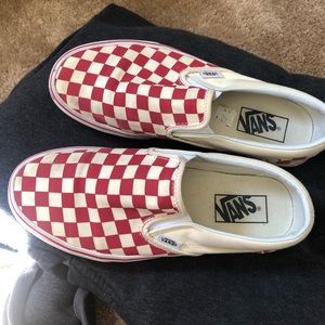 Red and white checkered vans